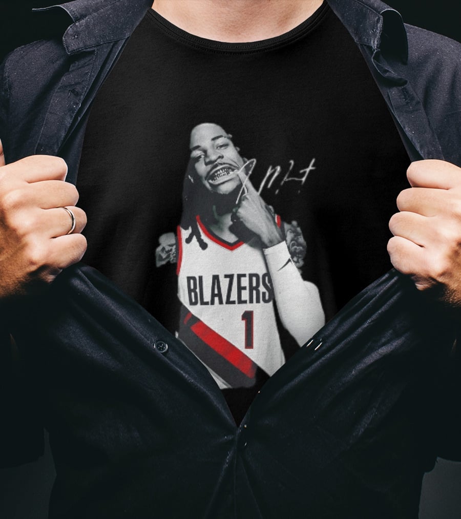 J MT Player Grills Number 1 Blazers T-Shirt
