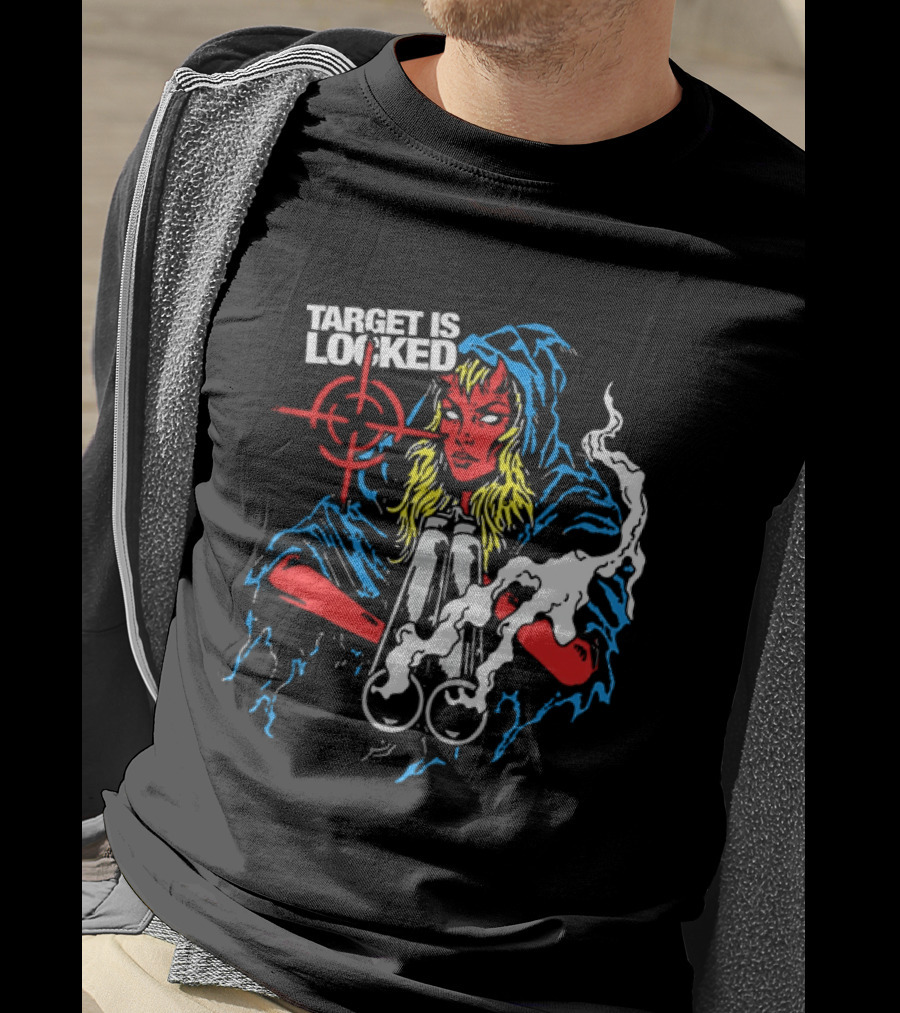 Target Is Locked Devil Woman Aiming Shotgun T-Shirt