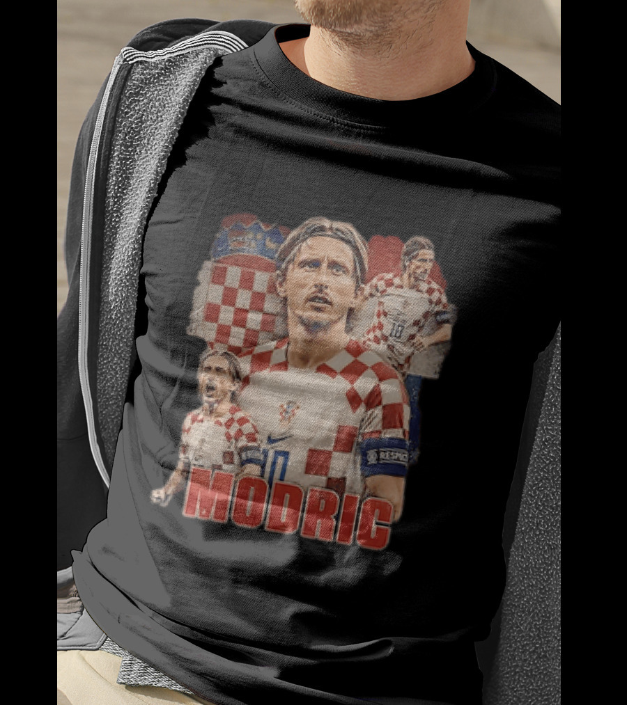 Luka Modric Croatia National Team Footballer With Croatian Flag And Number 10 T-Shirt