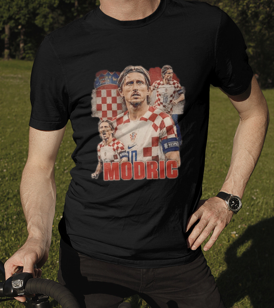 Luka Modric Croatia National Team Footballer With Croatian Flag And Number 10 T-Shirt