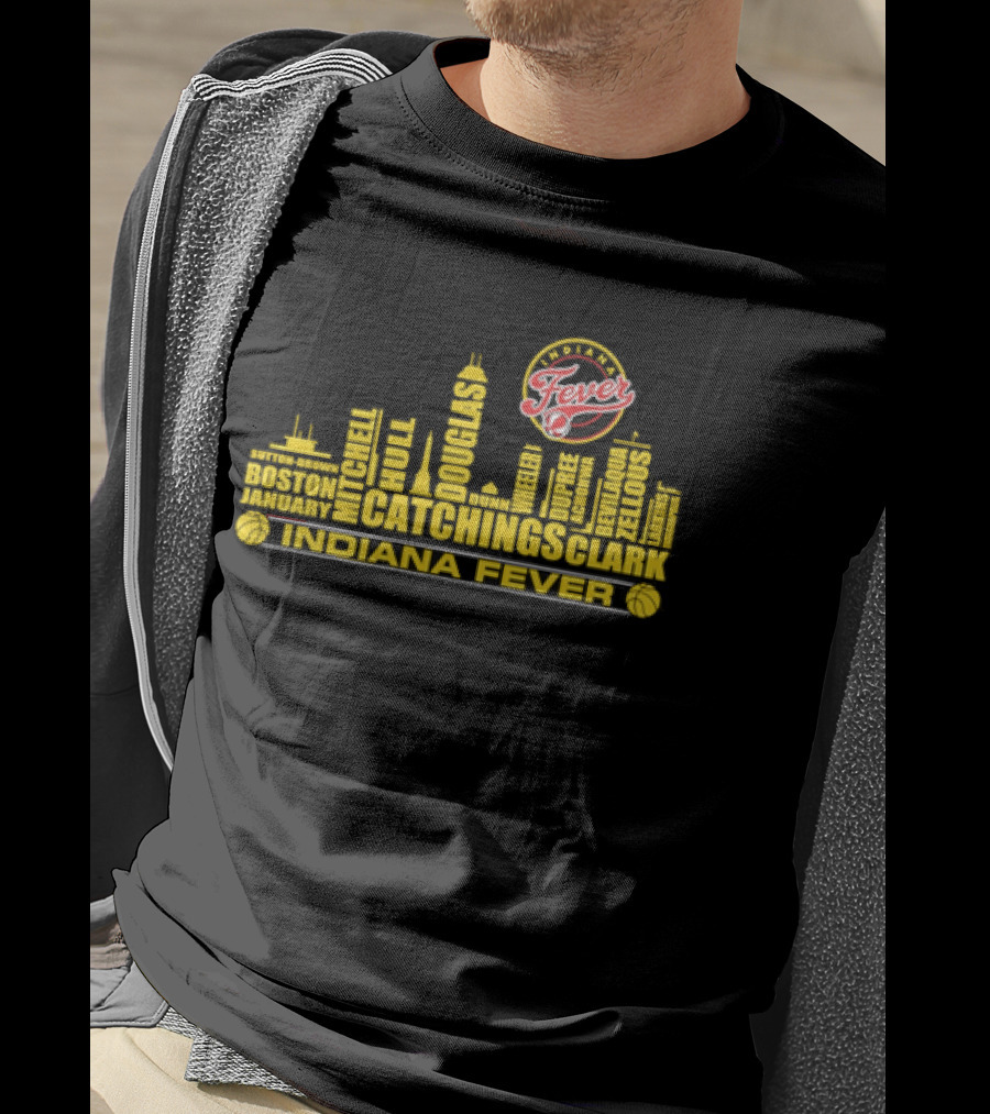 Indiana Fever Tamika Catchings Skyline WNBA Roster T-Shirt