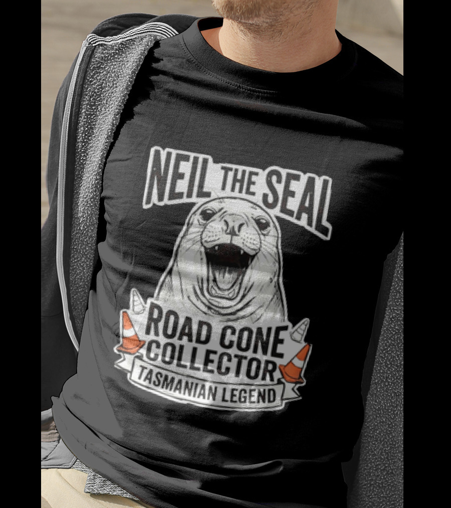 Neil The Seal Road Cone Collector Tasmanian Legend T-Shirt