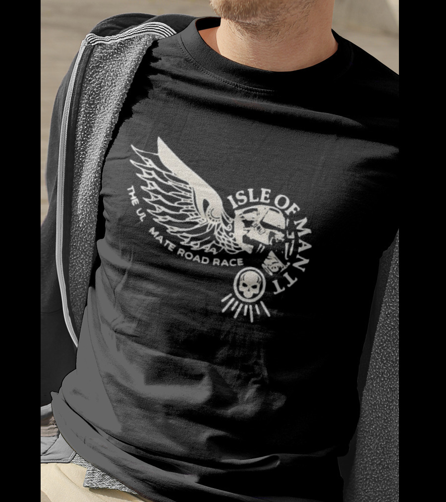 Isle Of Man TT Ultimate Road Race Skull Wing Motorcycle T-Shirt
