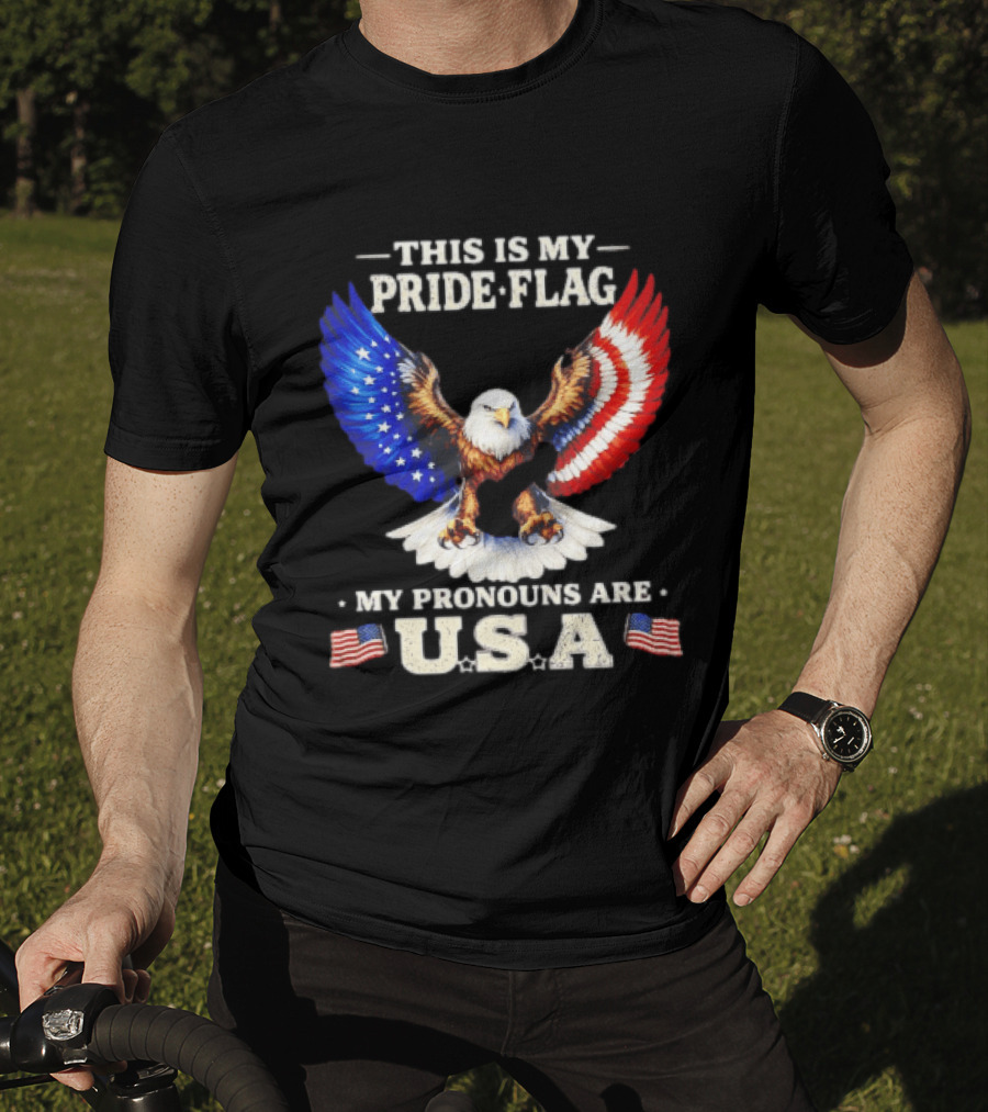 This Is My Pride Flag American Eagle My Pronouns Are USA T-Shirt
