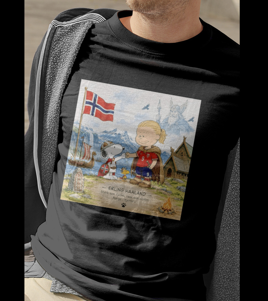 Norway Erling Haaland Snoopy Viking Norsk Sterk Som Fjellet Rask Som Vinden Norge I Hjertet T-Shirt