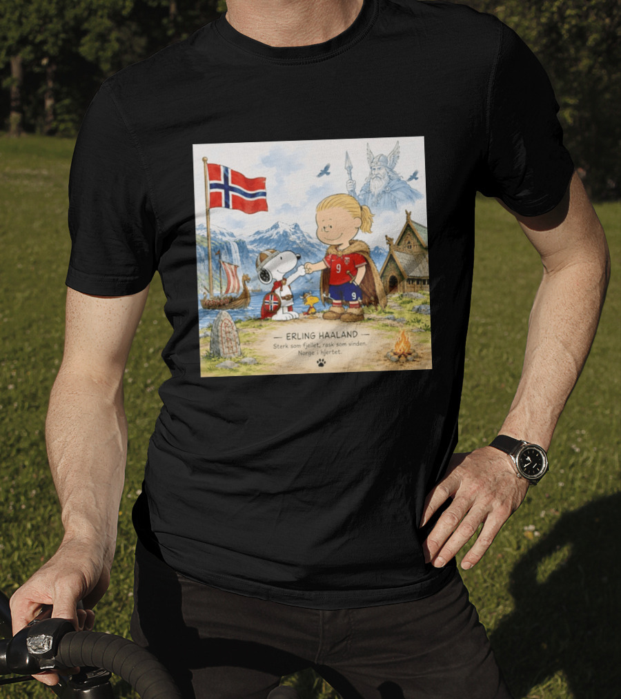 Norway Erling Haaland Snoopy Viking Norsk Sterk Som Fjellet Rask Som Vinden Norge I Hjertet T-Shirt