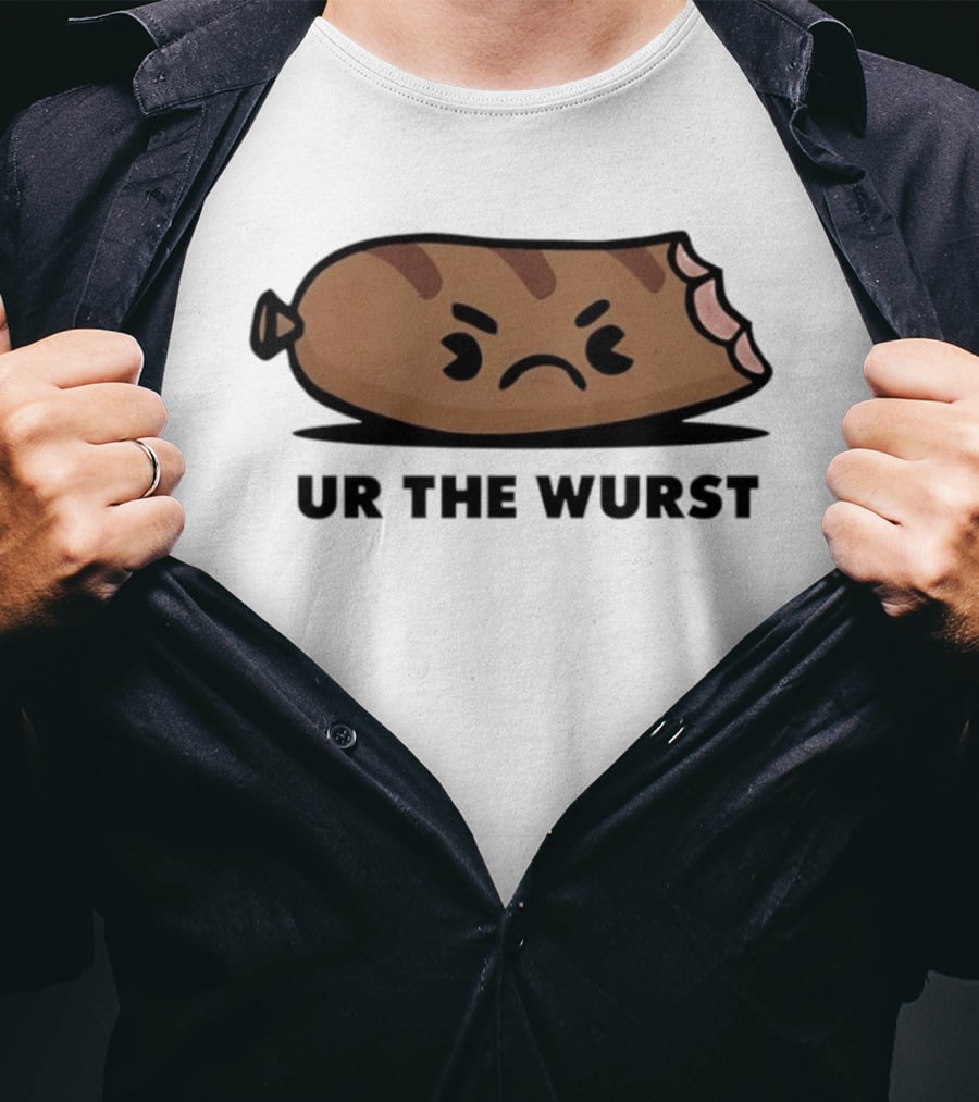 Angry Sausage Ur The Wurst Pun Humor T-Shirt