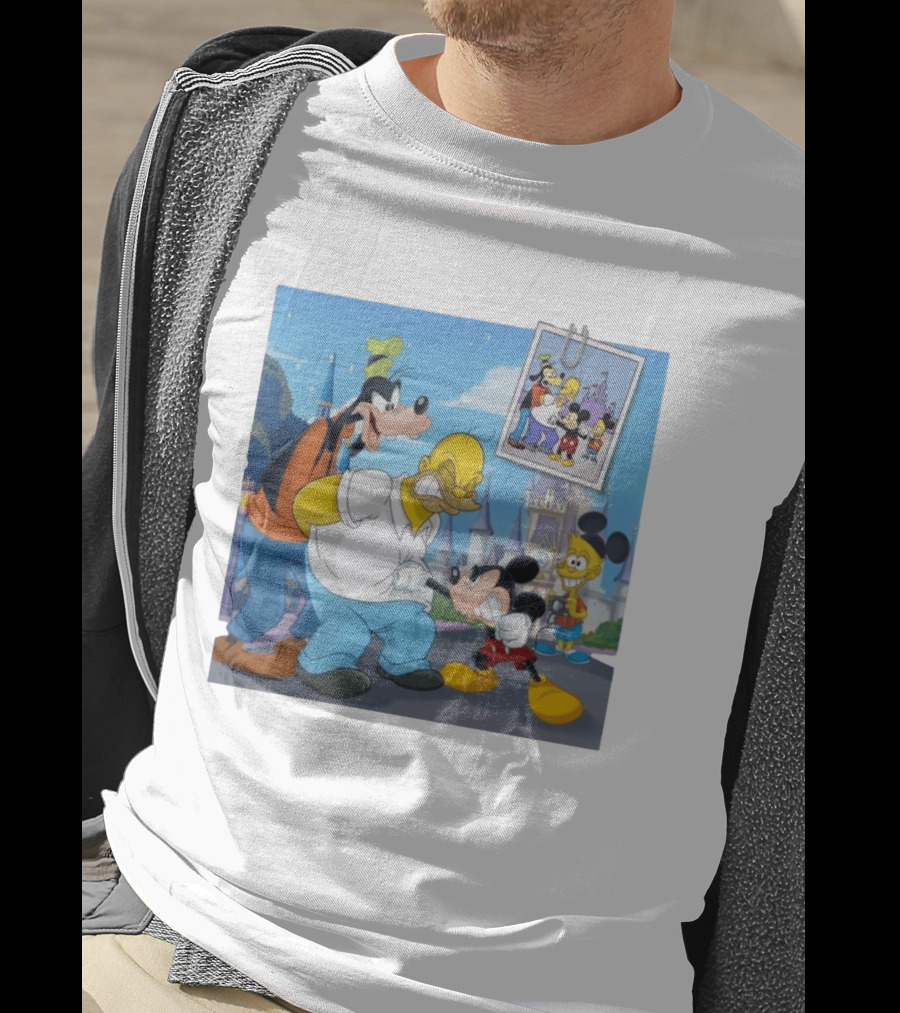 Disney World Homer With Mickey Goofy Bart Mashup By Richietoons T-Shirt