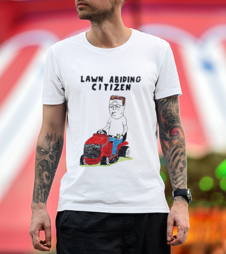 Lawn Abiding Citizen Hank Hill Cartoon Riding Mower Image T-Shirt
