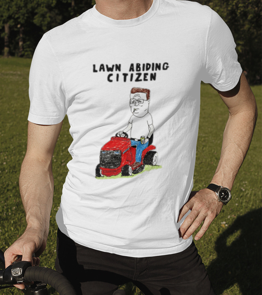 Lawn Abiding Citizen Hank Hill Cartoon Riding Mower Image T-Shirt