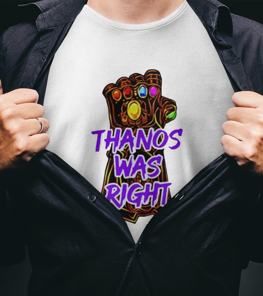 Thanos Was Right Marvel Infinity Gauntlet Bold Purple T-Shirt