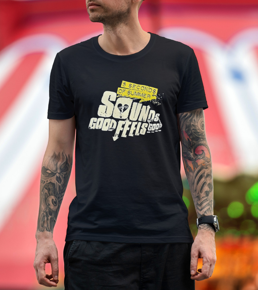5 Seconds Of Summer Sounds Good Feels Good Heart Arrow T-Shirt