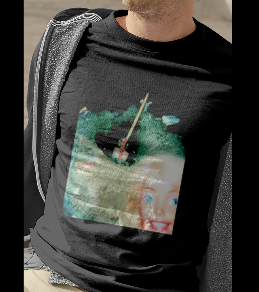 Barbie Doll Digging A Grave Shovel Surreal Scene T-Shirt