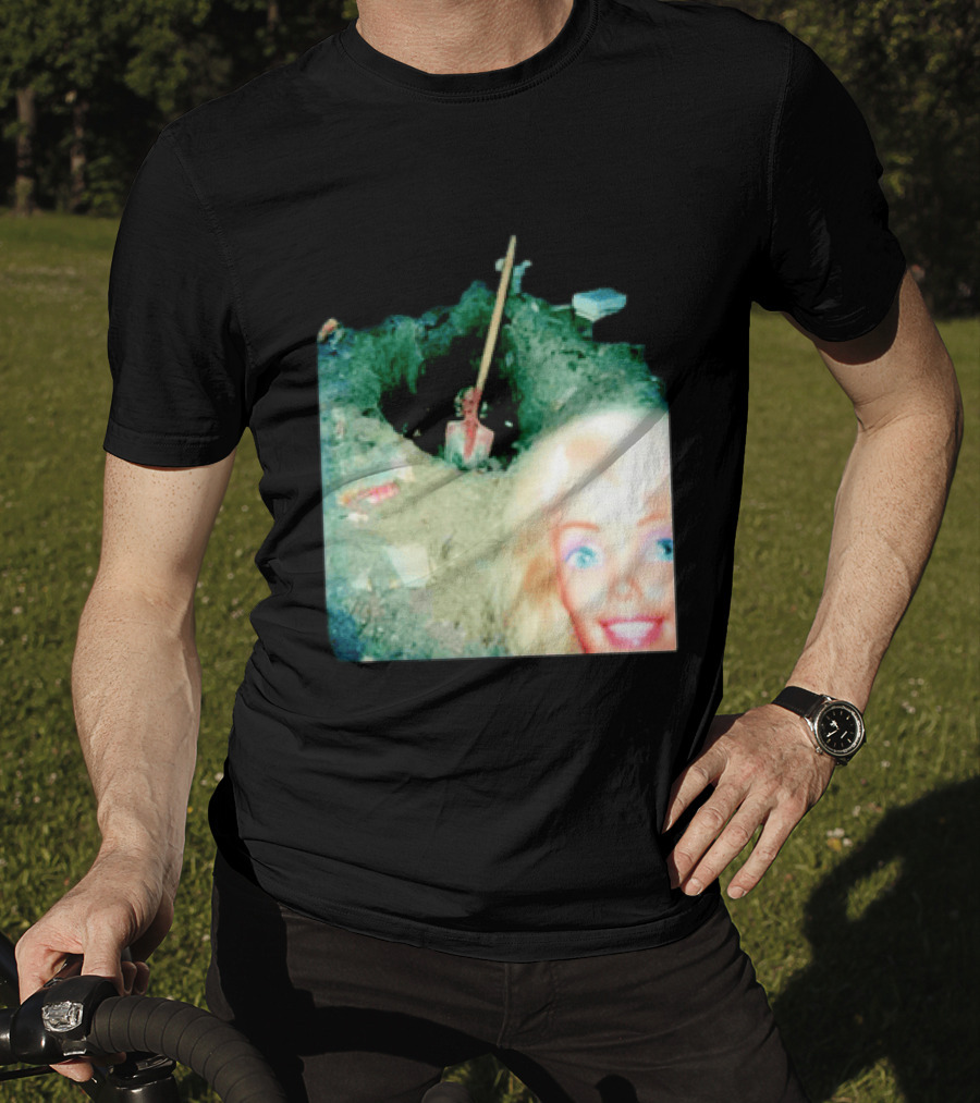 Barbie Doll Digging A Grave Shovel Surreal Scene T-Shirt