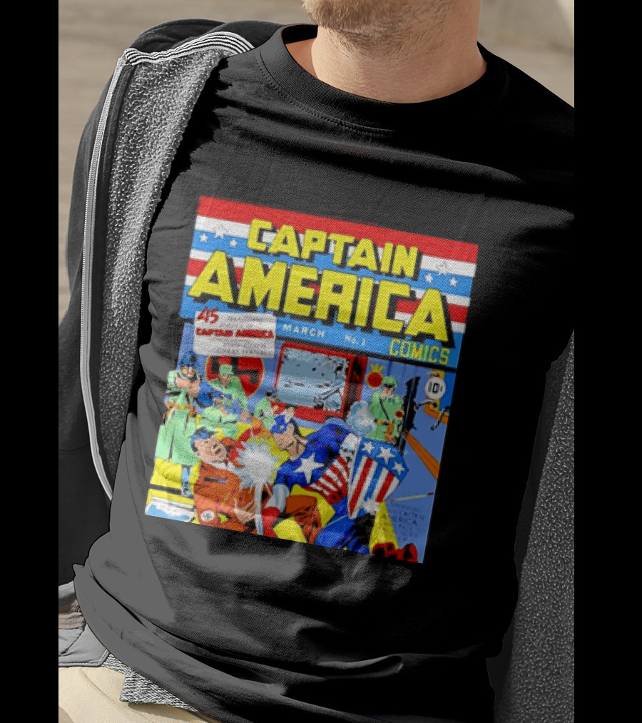 Captain America Comics March No 1 Smashing Thru Hitler Issue Cover 1941 T-Shirt