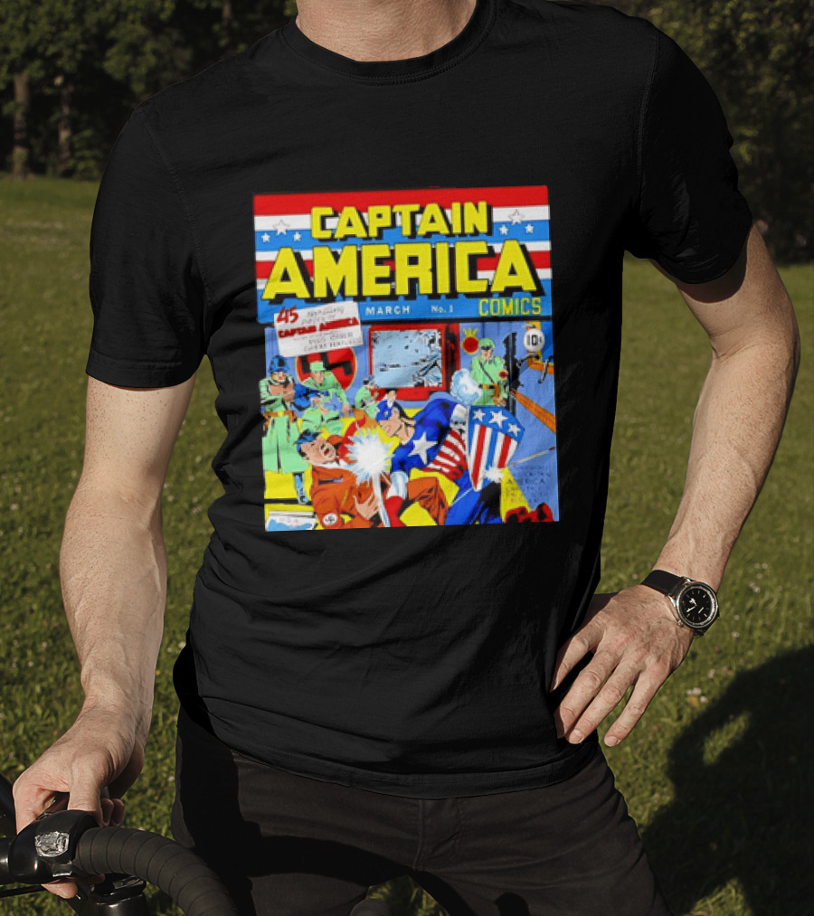 Captain America Comics March No 1 Smashing Thru Hitler Issue Cover 1941 T-Shirt