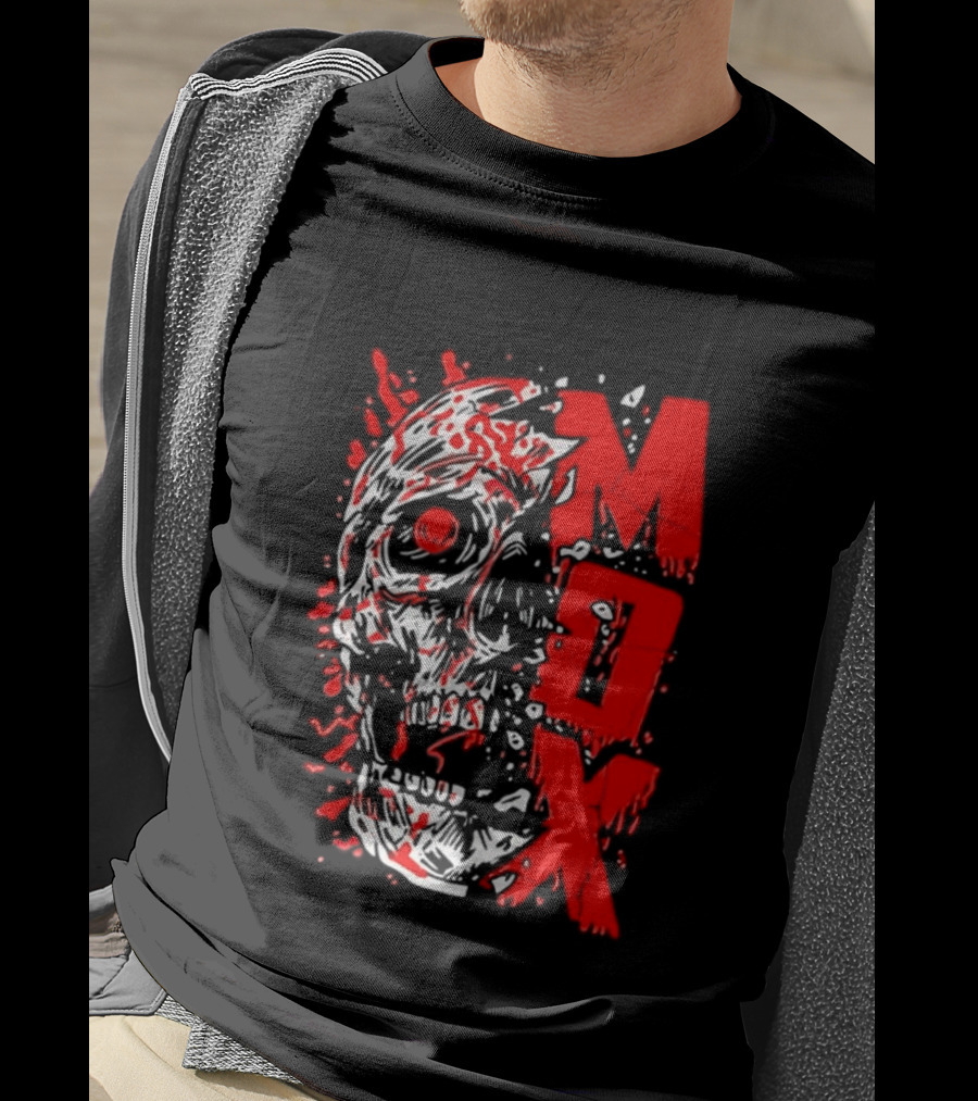 Creepy Zombie Skull MOX Red Splatter T-Shirt
