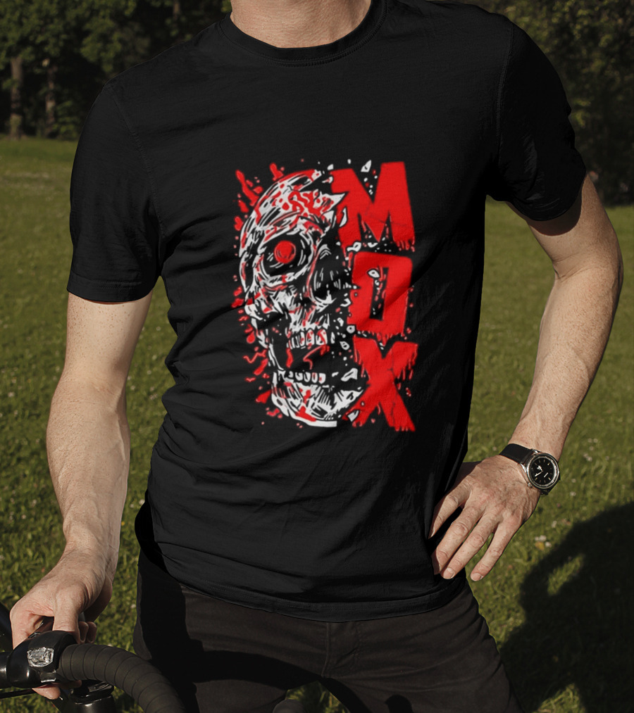 Creepy Zombie Skull MOX Red Splatter T-Shirt