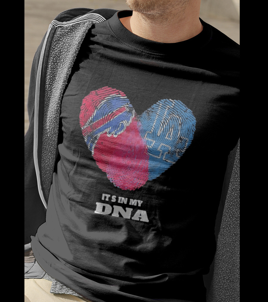 Buffalo Bills Los Angeles Dodgers It's In My DNA Fingerprint Heart T-Shirt