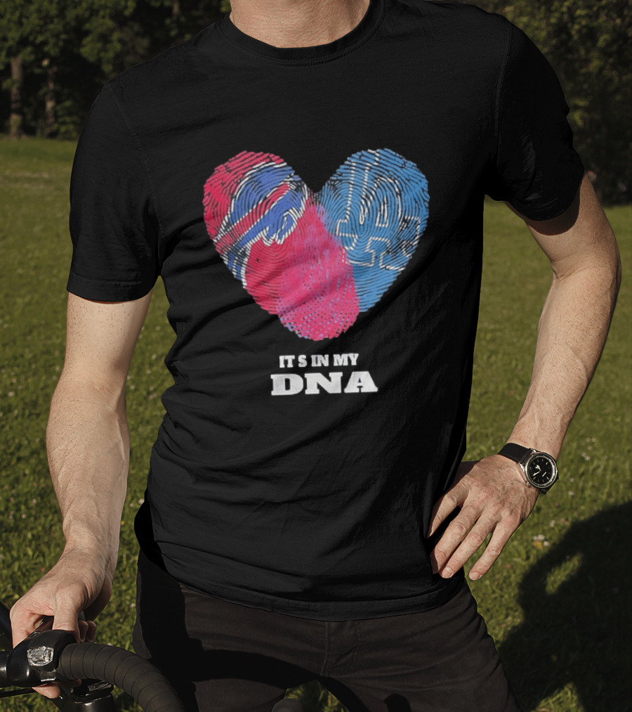 Buffalo Bills Los Angeles Dodgers It's In My DNA Fingerprint Heart T-Shirt