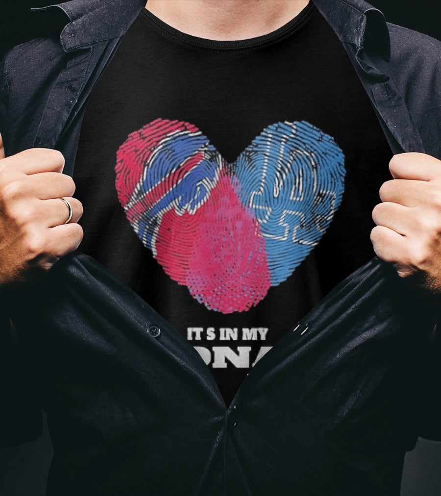 Buffalo Bills Los Angeles Dodgers It's In My DNA Fingerprint Heart T-Shirt
