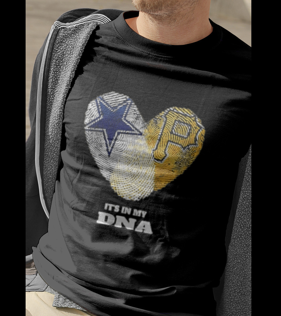 Dallas Cowboys Pittsburgh Pirates Heart Shape It's In My DNA T-Shirt