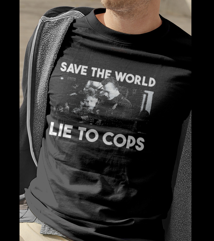 Edward Furlong Robert Patrick Save The World Lie To Cops Halftone T-Shirt