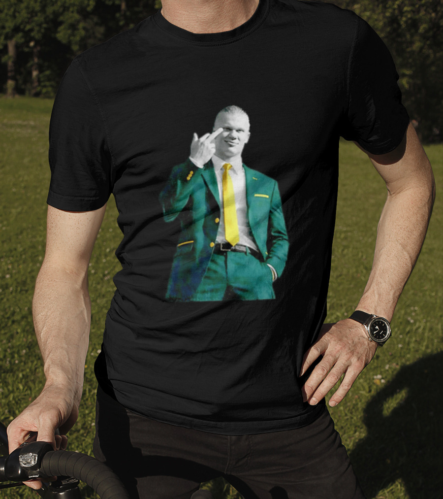 Erling Haaland Green Suit Yellow Tie Manchester City T-Shirt