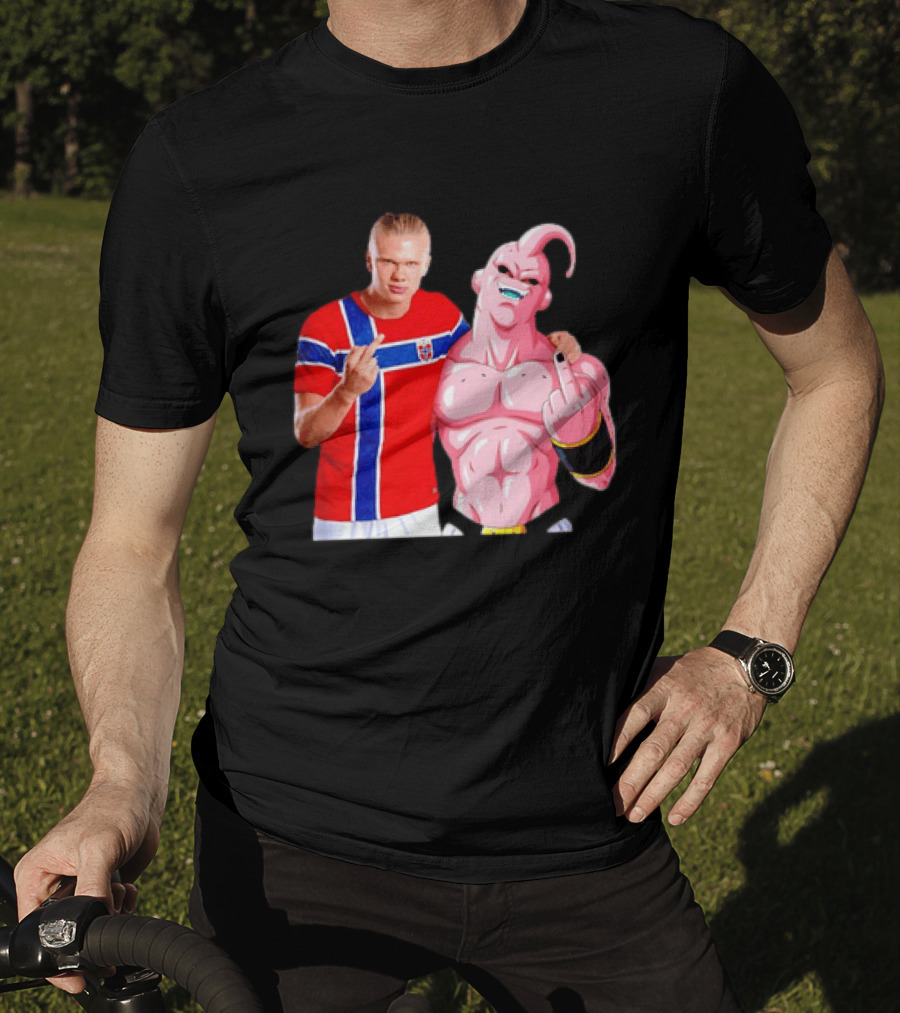 Erling Haaland Norway Majin Buu Middle Finger Cartoon Collaboration T-Shirt
