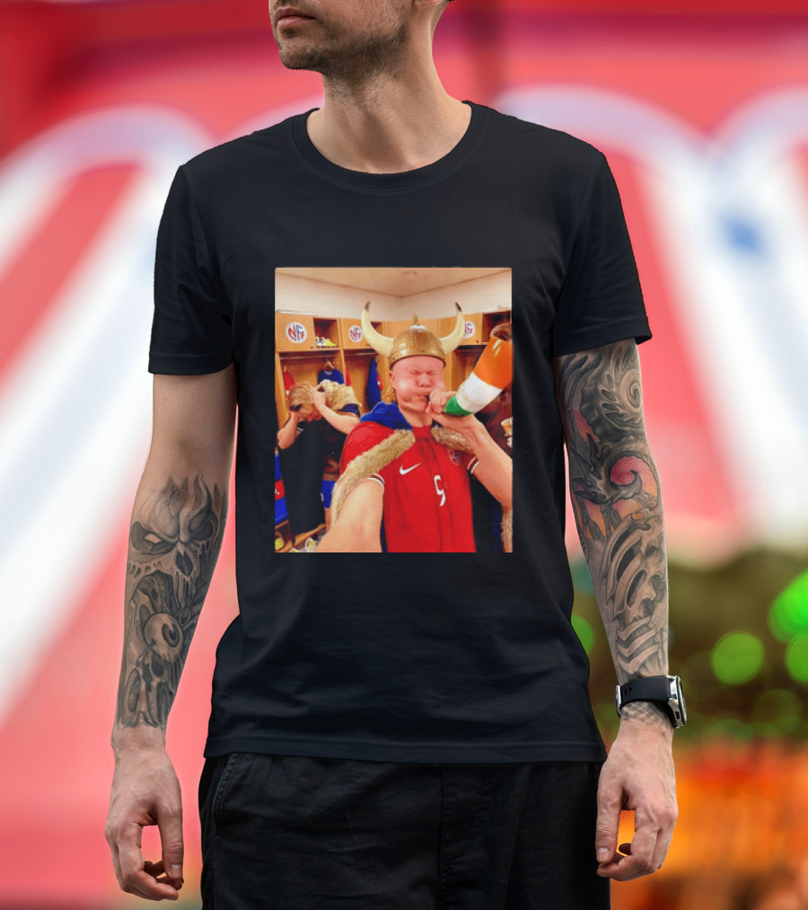 Erling Haaland Norway No 9 Viking Football Celebration Locker Room T-Shirt