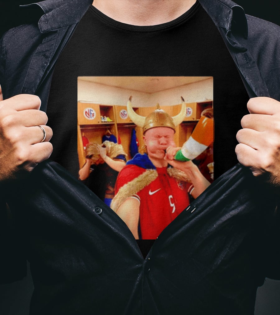 Erling Haaland Norway No 9 Viking Football Celebration Locker Room T-Shirt