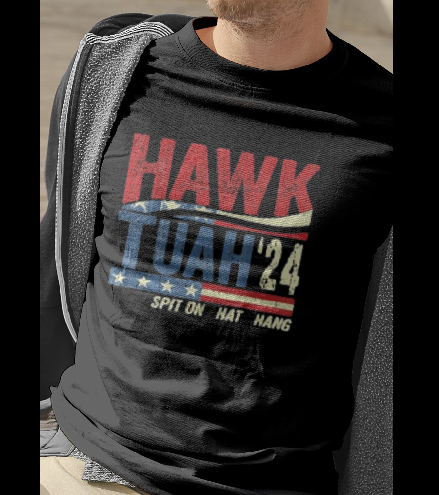 Hawk Tuah '24 Spit On That Thang Red White Blue Stars Stripes T-Shirt