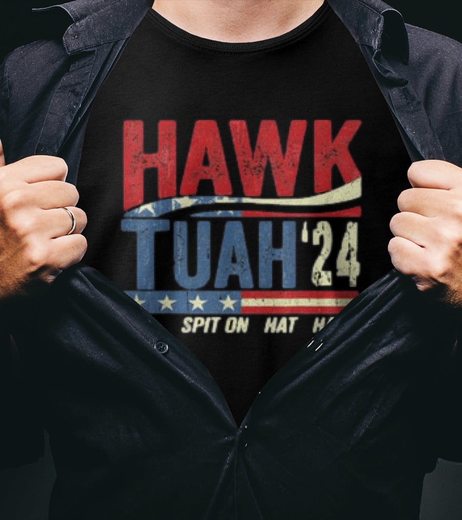 Hawk Tuah '24 Spit On That Thang Red White Blue Stars Stripes T-Shirt