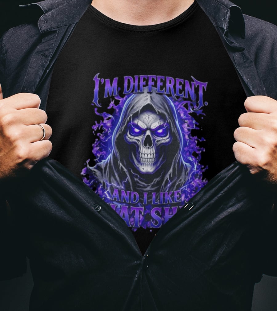I'm Different Skeleton Hooded Reaper Purple Glow T-Shirt