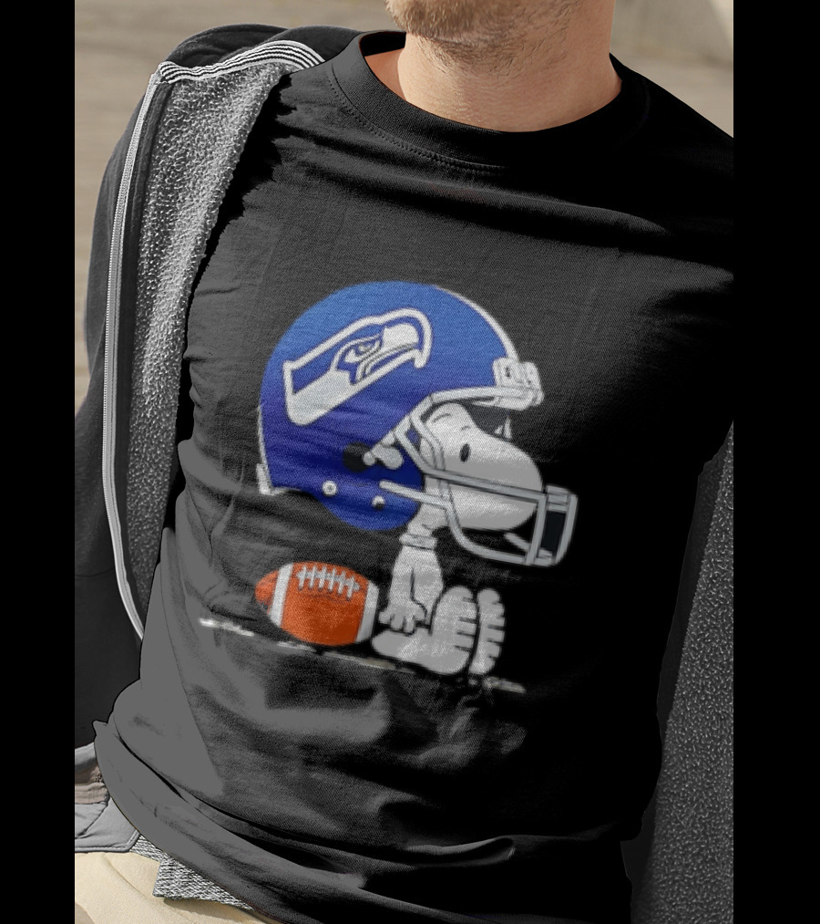 Snoopy Seattle Seahawks Football Helmet Collaboration T-Shirt