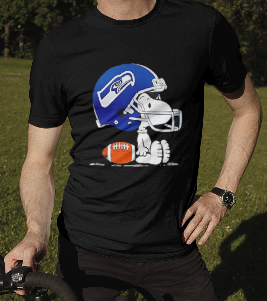 Snoopy Seattle Seahawks Football Helmet Collaboration T-Shirt