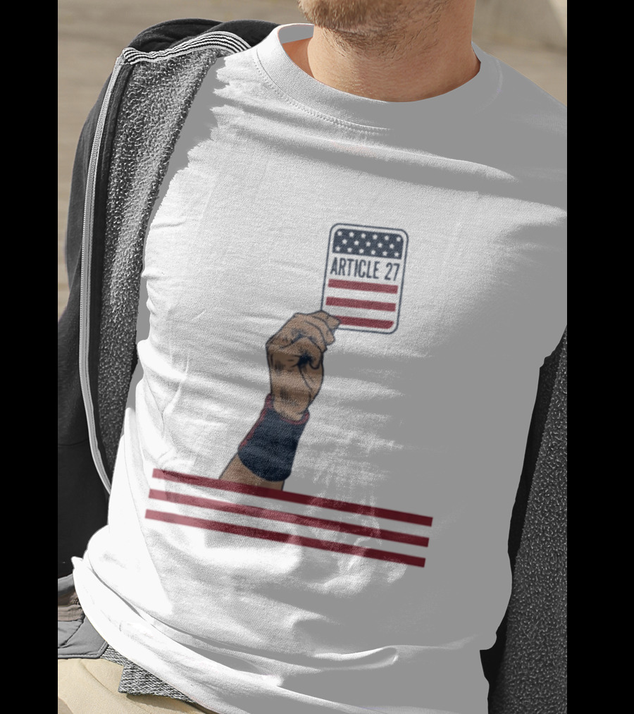 Article 27 USA Hand Constitution American Flag T-Shirt