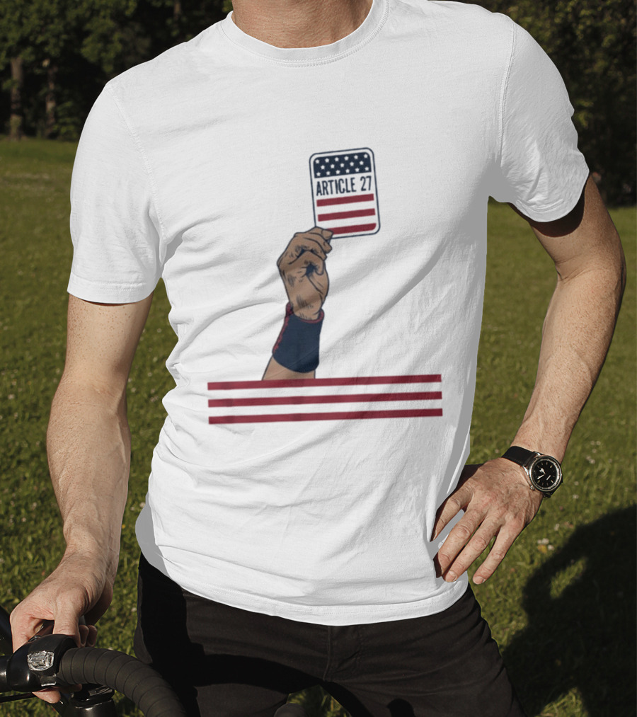 Article 27 USA Hand Constitution American Flag T-Shirt