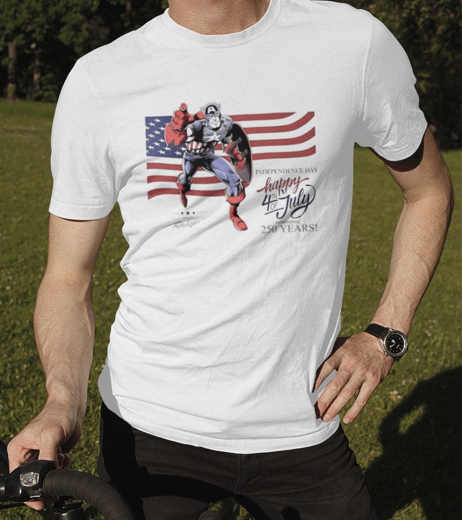 Captain America Marvel Comics Happy 4th Of July Independence Day Celebration T-Shirt