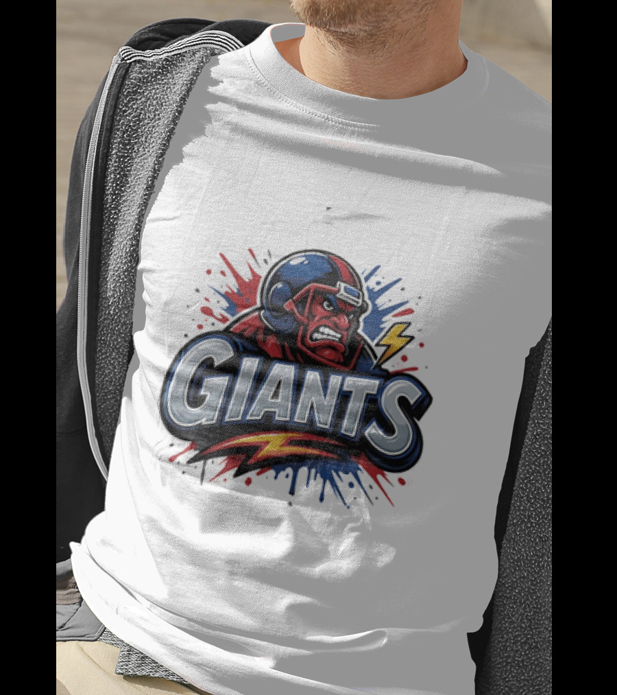 New York Giants Graffiti Style Football Helmet Lightning Bolt T-Shirt