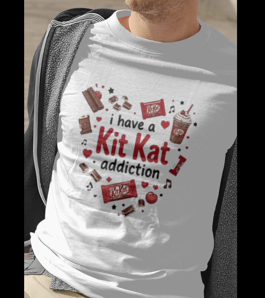 Heartbeat Love For Kit Kat Addiction Chocolate Lovers T-Shirt