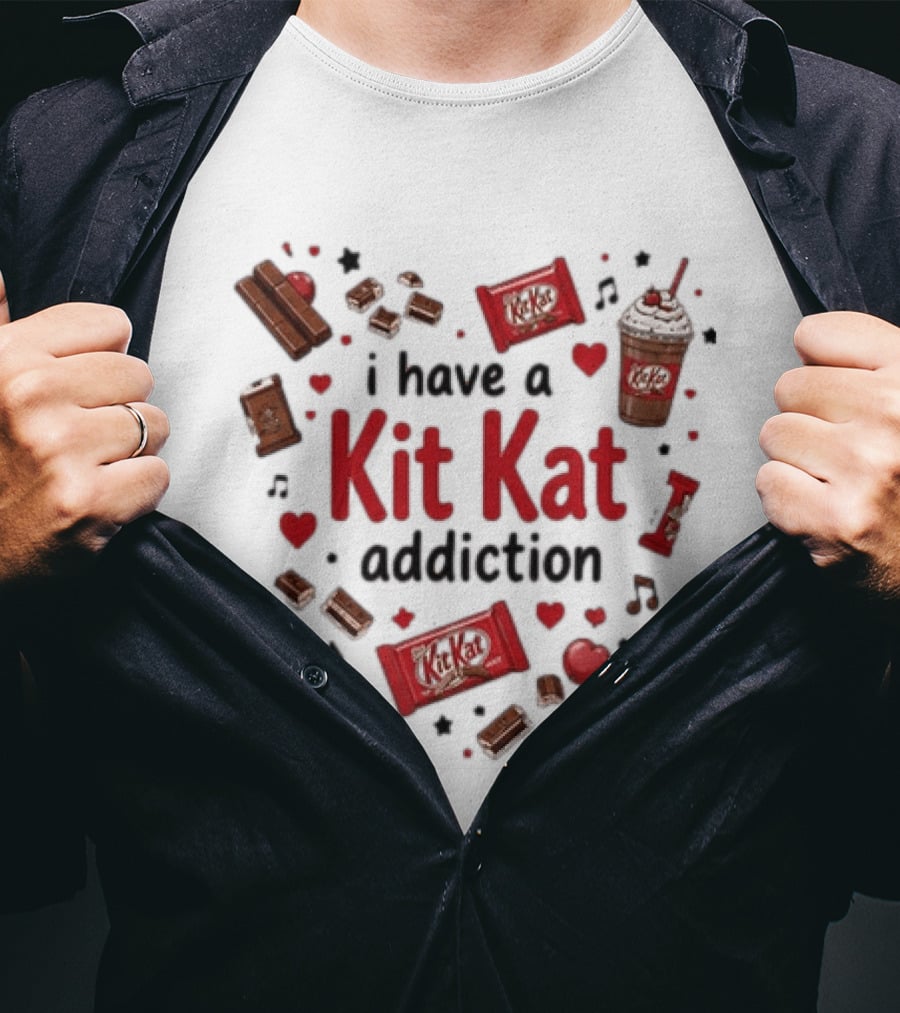 Heartbeat Love For Kit Kat Addiction Chocolate Lovers T-Shirt