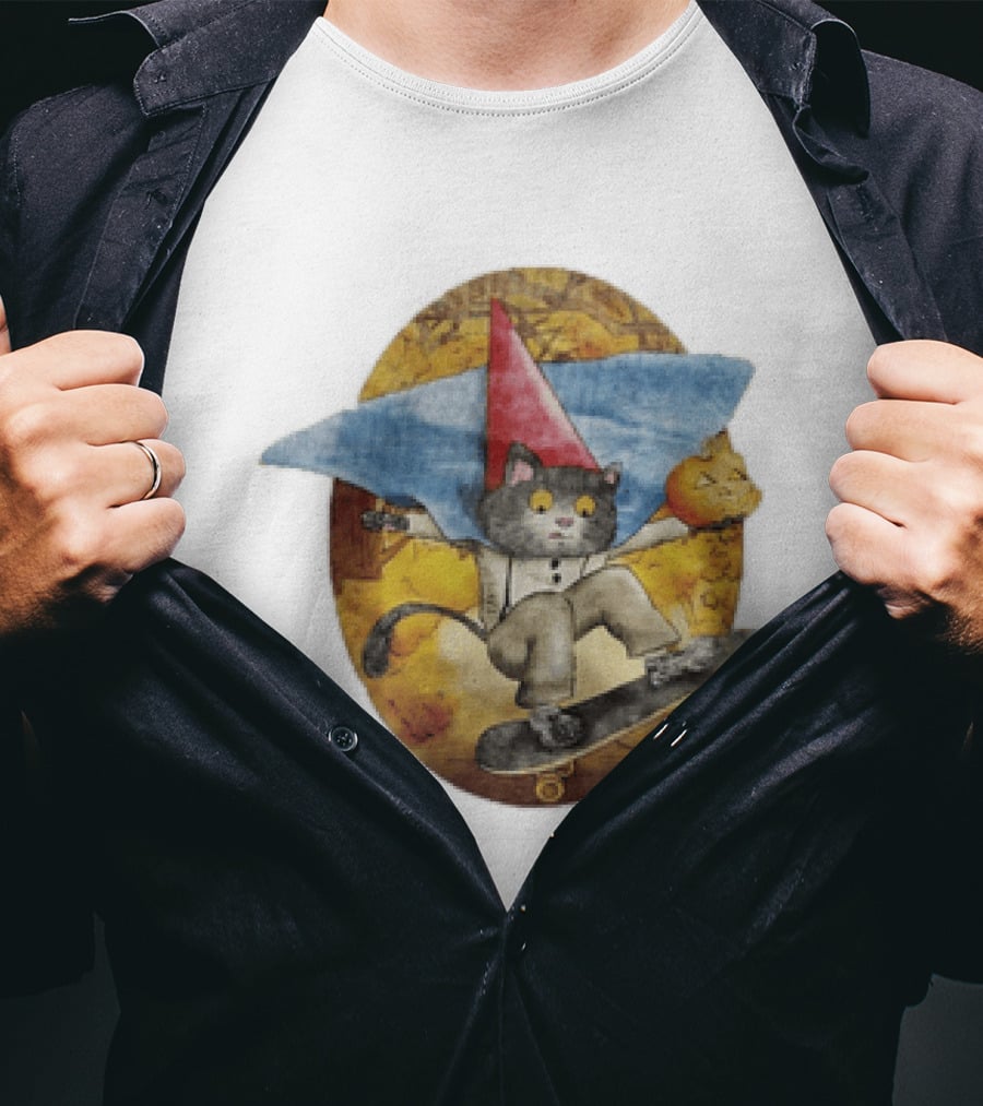 Over The Garden Wall Wirt Cat Skateboarding Halloween Pumpkin T-Shirt
