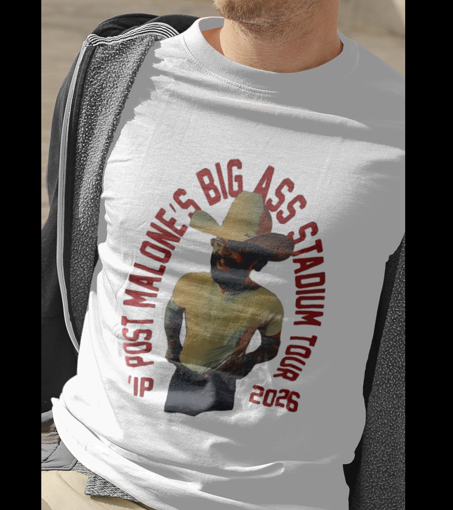 Post Malone Big Ass Stadium Tour 2026 Cowboy Hat And Beard T-Shirt