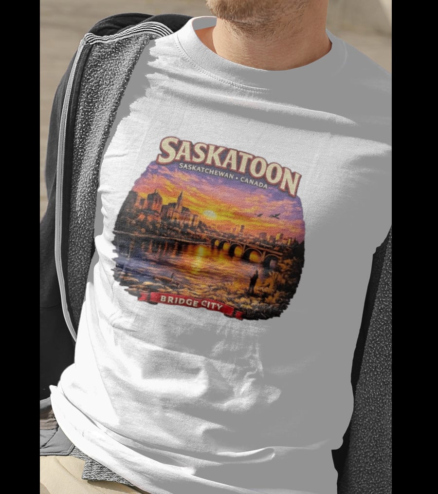 Saskatoon Saskatchewan Canada Sunset Bridge City T-Shirt