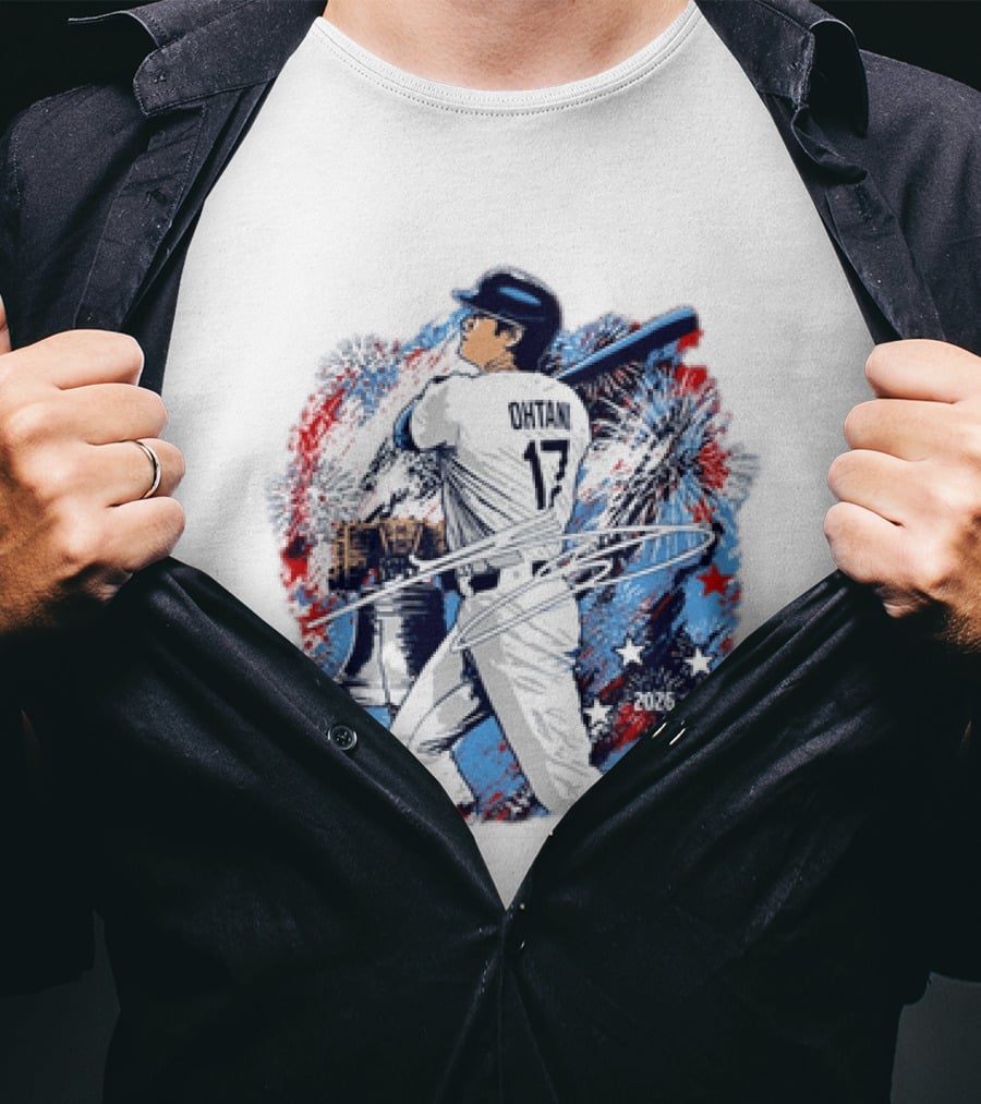 Shohei Ohtani 17 Philadelphia 2026 Liberty Bell Fireworks Stars T-Shirt