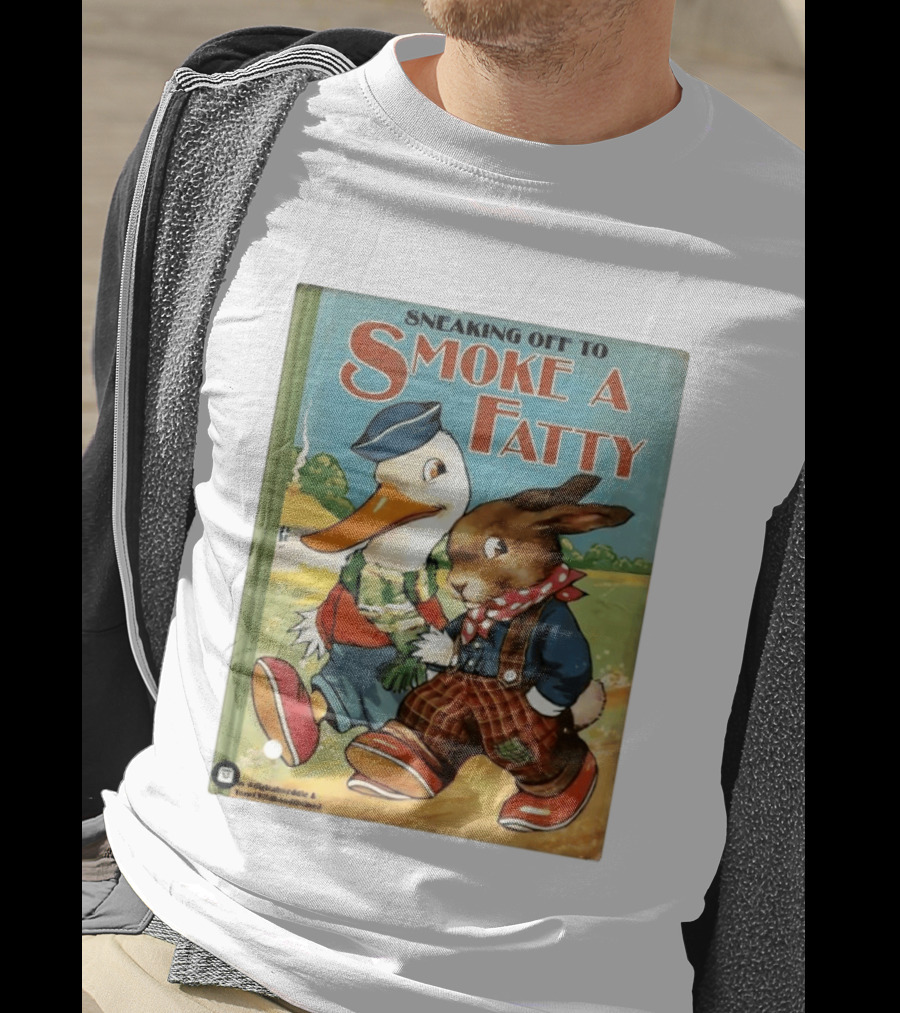 Sneaking Off To Smoke A Fatty Anthropomorphic Duck Rabbit Book Cover T-Shirt