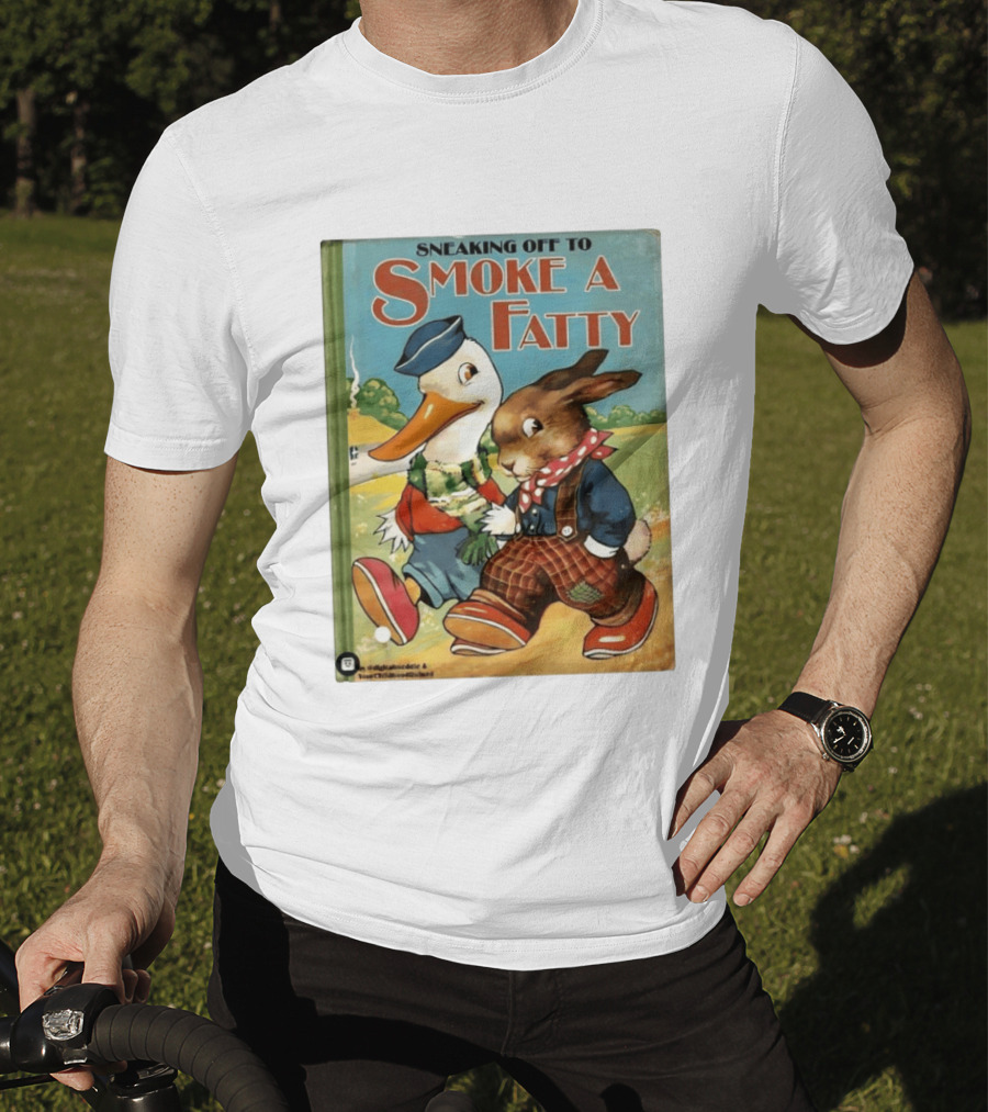 Sneaking Off To Smoke A Fatty Anthropomorphic Duck Rabbit Book Cover T-Shirt