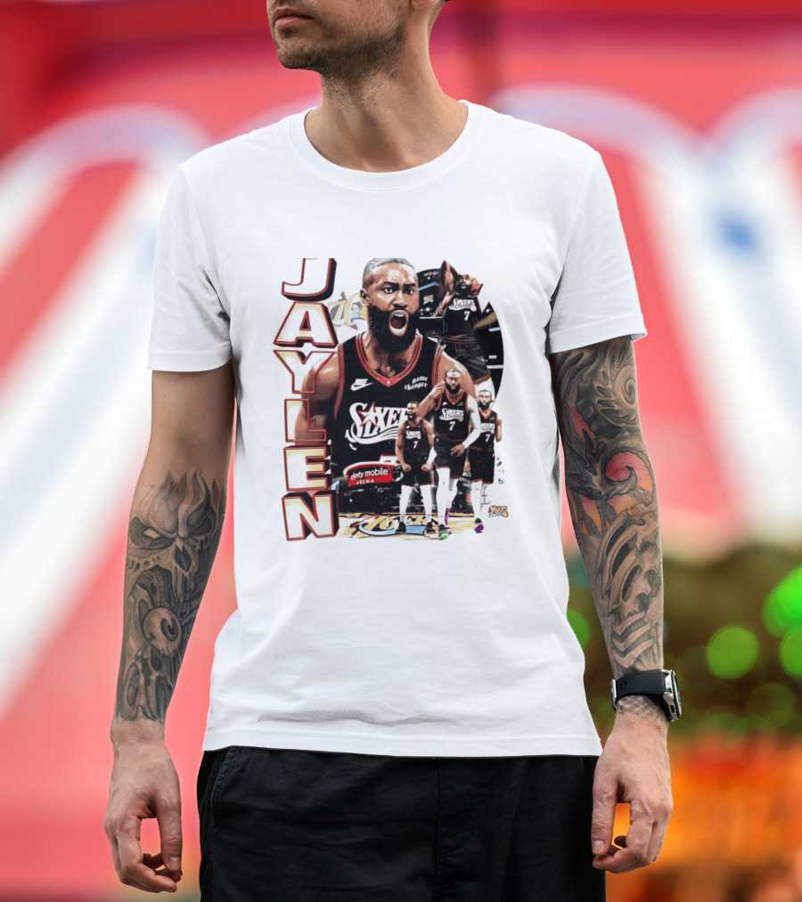 Jaylen Brown Nike 76ers Number 7 Bootleg Collage T-Shirt