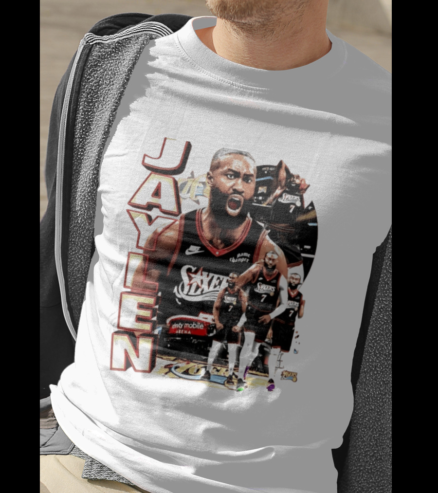 Jaylen Brown Nike 76ers Number 7 Bootleg Collage T-Shirt
